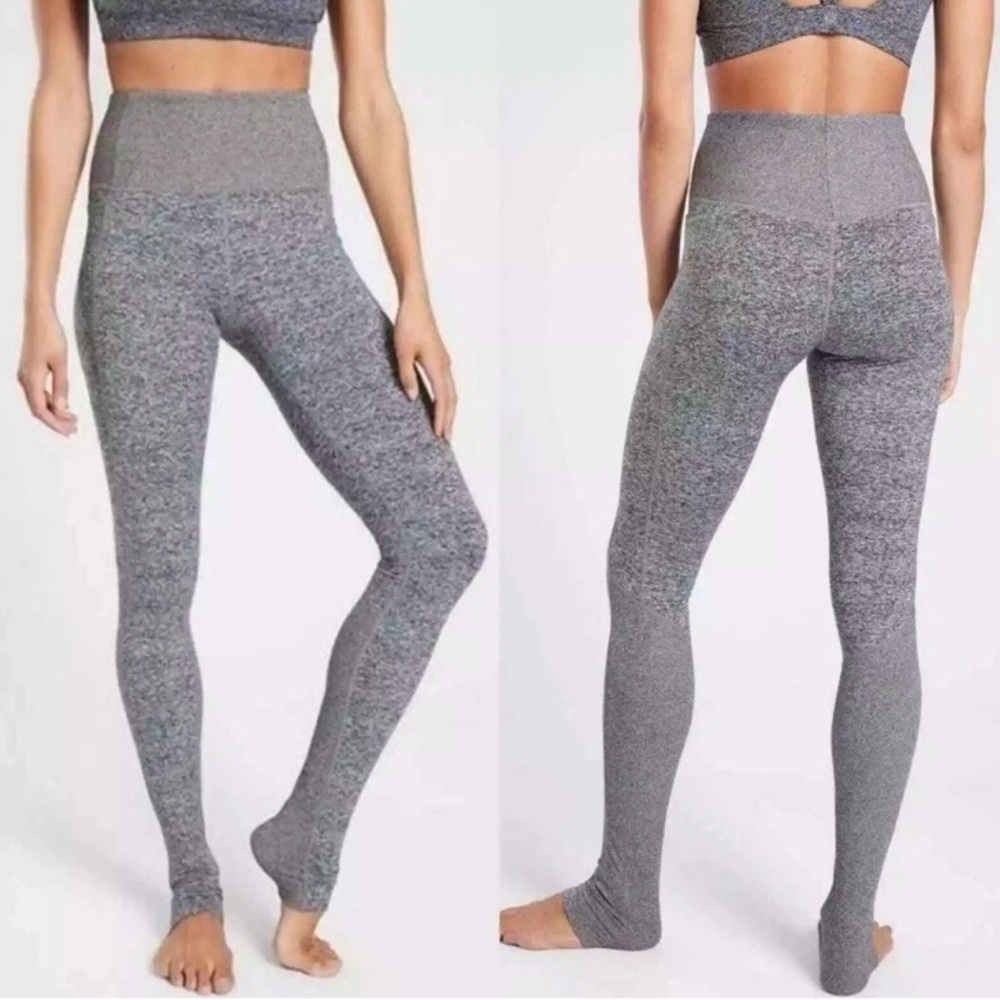 Athleta Leggings Size Small Gray Exhale Heel Tight High Rise Yoga Athleisure Gym